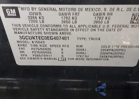 2014 Chevrolet Silverado 1500 High Country z USA, uszkodzony, nr VIN 3GCUKTEC0EG407481